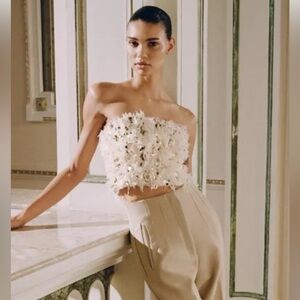 Zara Sequin Feather Crop Top